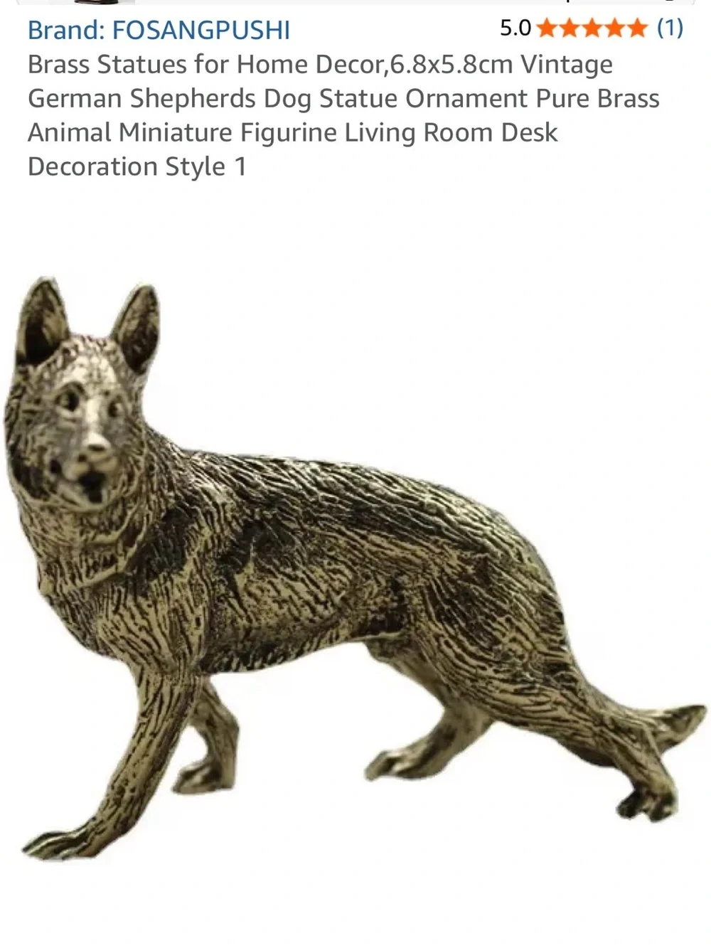 Brass German Shepherd Dog Figurine Toy - Classic Pet Décor